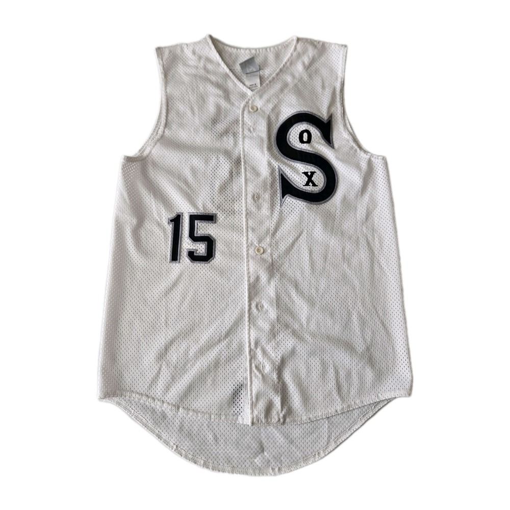 Vtg 90's-00's High Five Red Sox #15 Jersey White Mesh Sleeveless Button-Up M